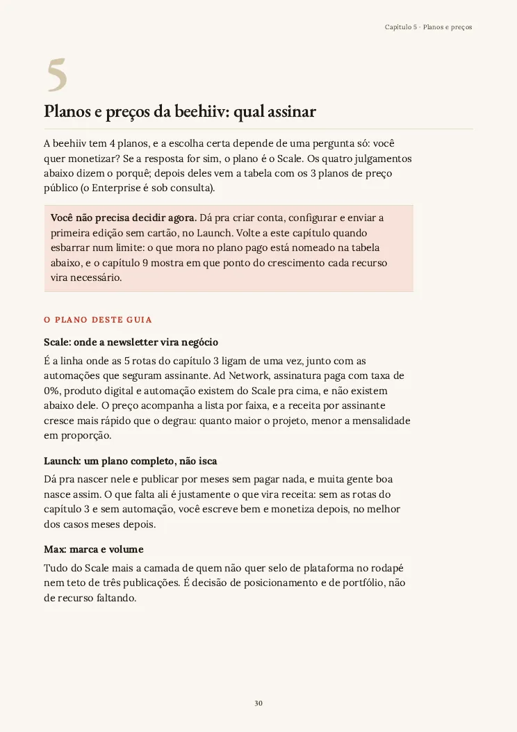 Página 30 do guia beehiiv por dentro, capítulo 5