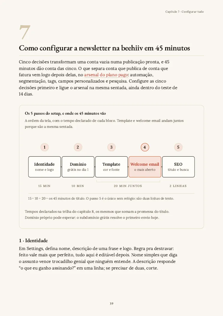 Página 39 do guia beehiiv por dentro, capítulo 7