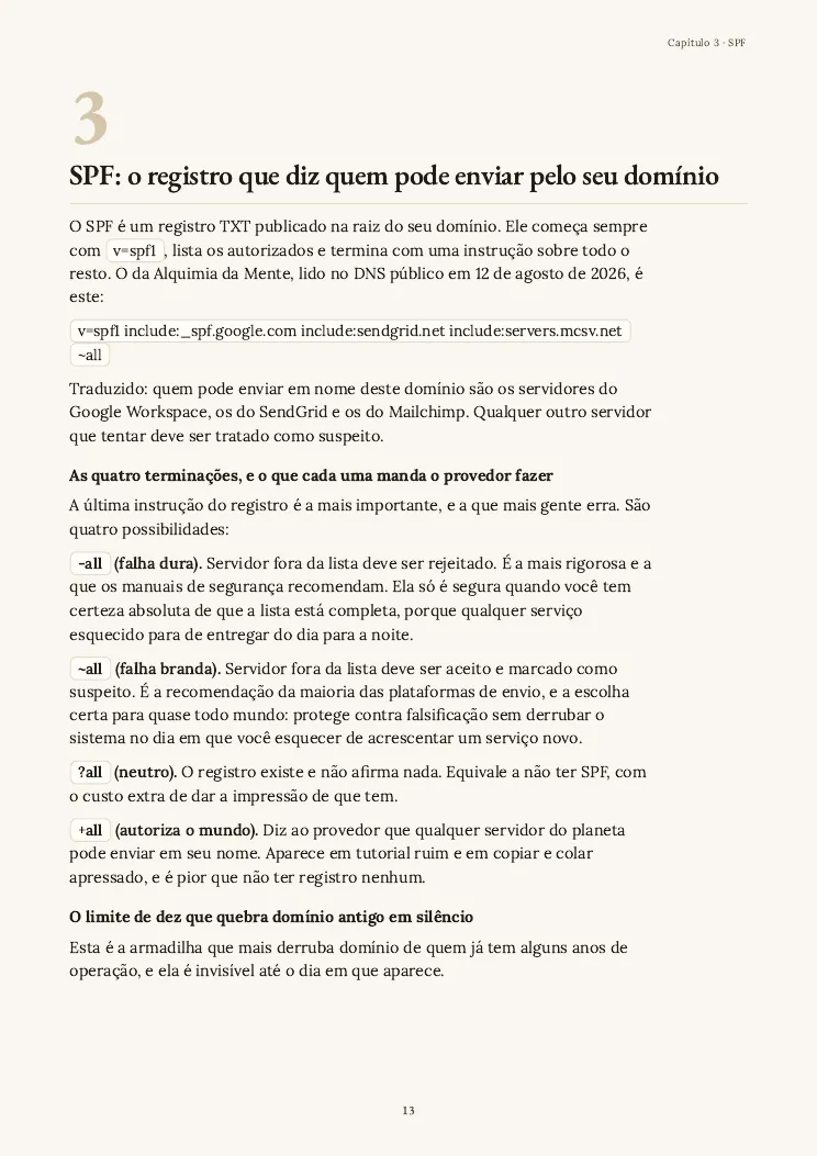 Página 13 do guia Email fora do spam, capítulo 3