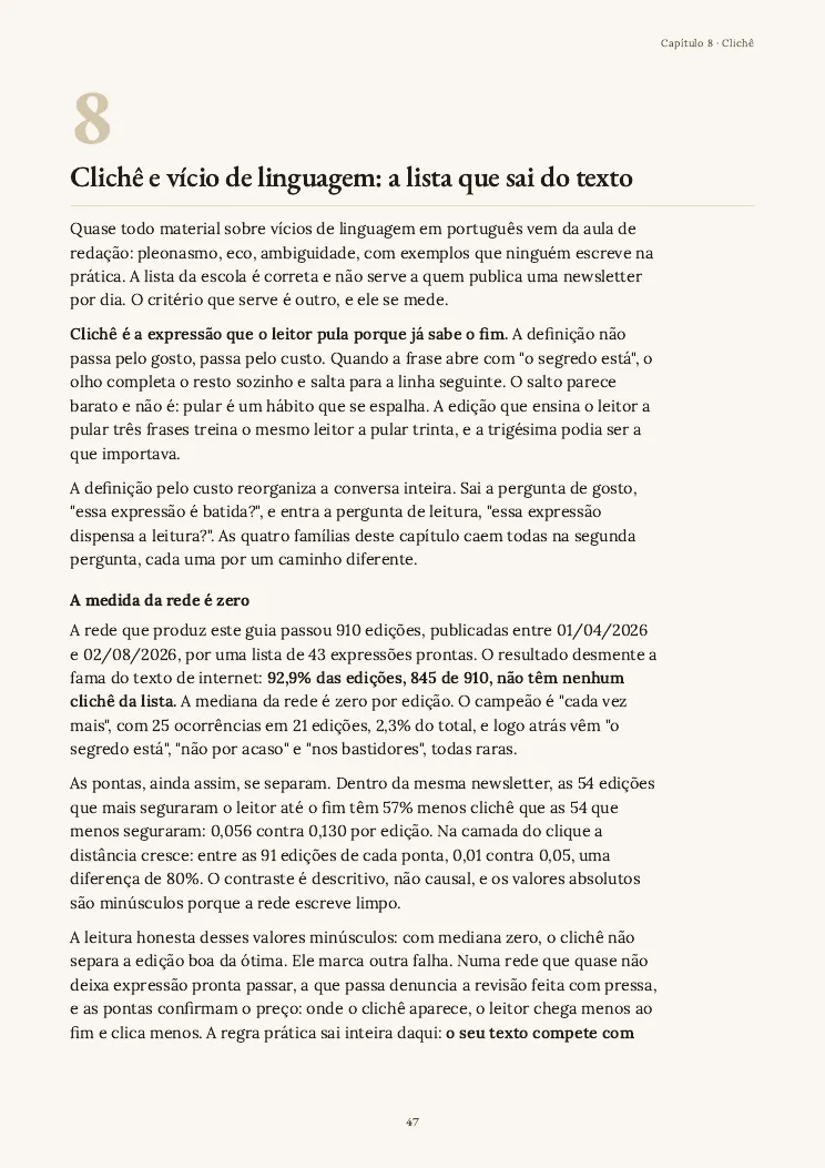 Página 47 do guia Escrita para newsletter, capítulo 8