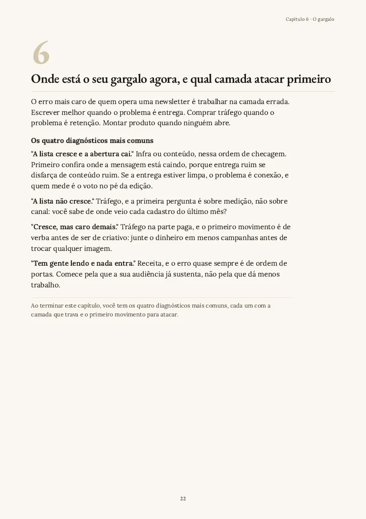 Página 22 do guia Os 4 Cs da newsletter, capítulo 6