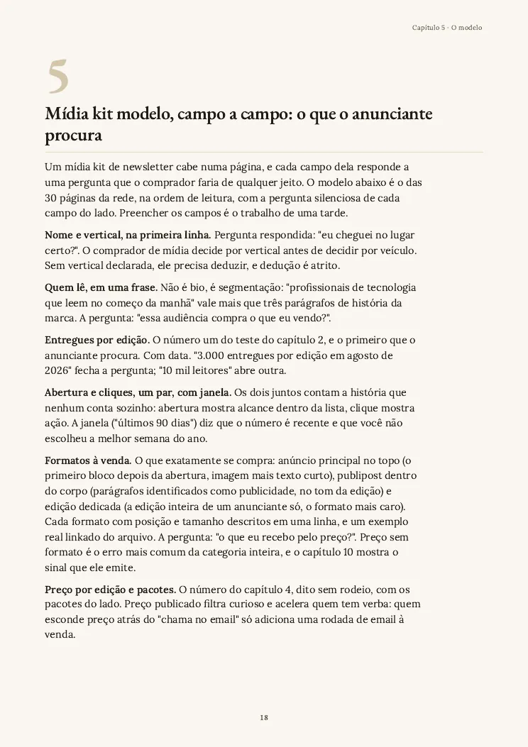 Página 18 do guia Mídia kit, capítulo 5