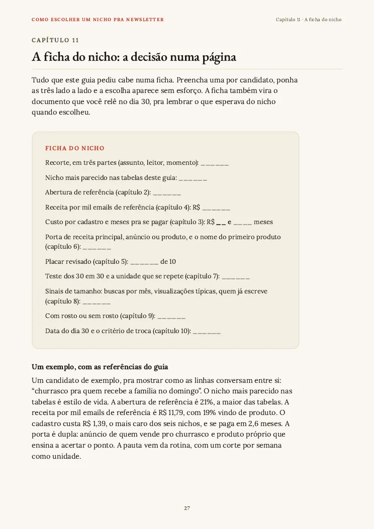 Página 27 do guia Como escolher um nicho, capítulo 11