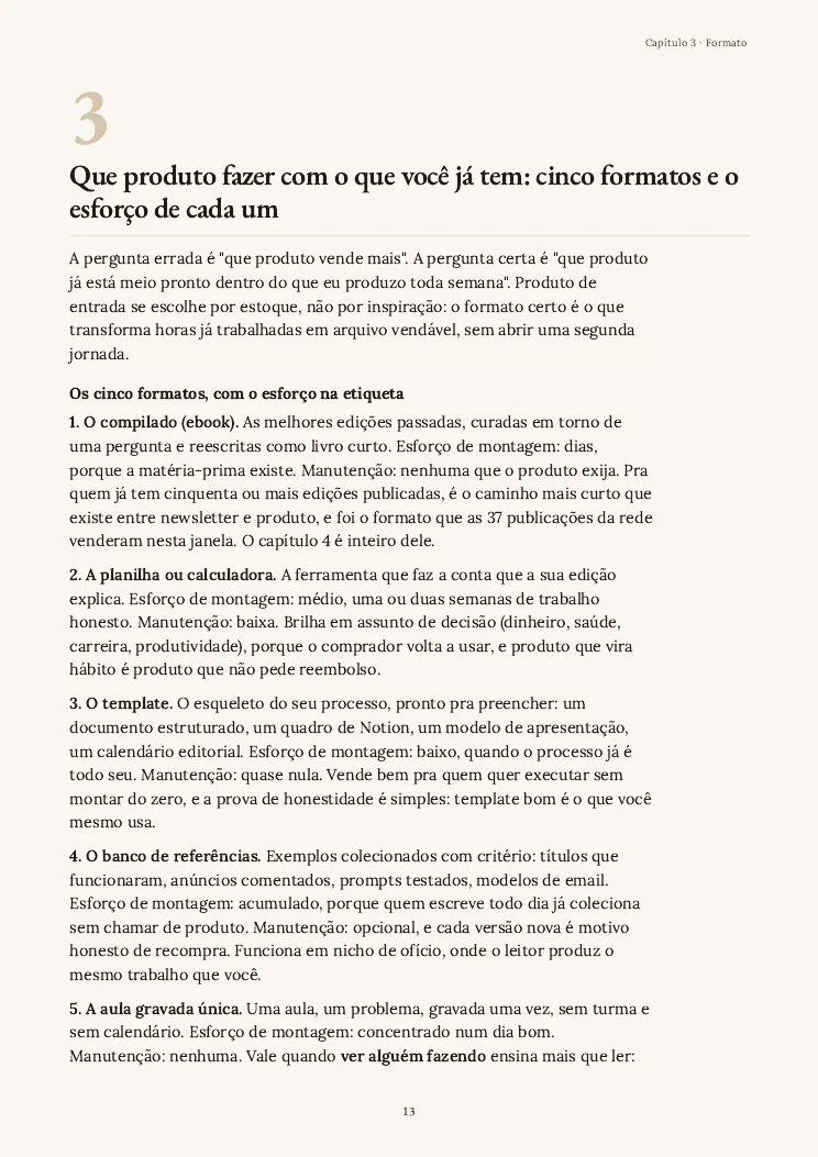 Página 13 do guia Primeiro produto digital, capítulo 3