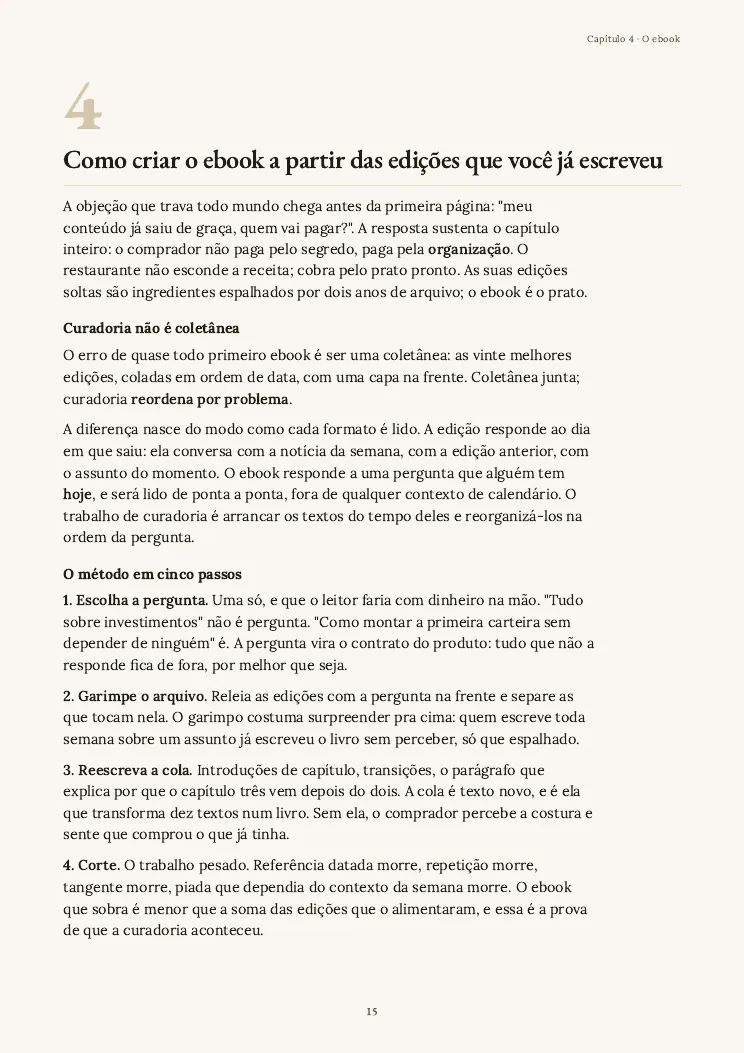 Página 15 do guia Primeiro produto digital, capítulo 4