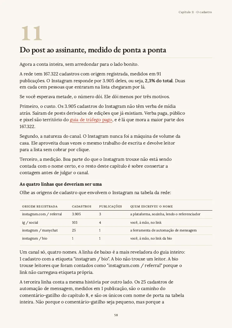 Página 58 do guia Newsletter nas redes, capítulo 11