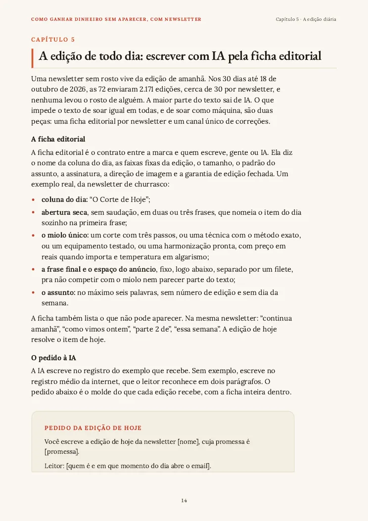 Página 14 do guia Como ganhar dinheiro sem aparecer, capítulo 5