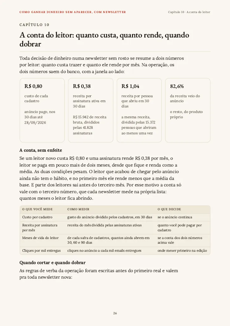 Página 26 do guia Como ganhar dinheiro sem aparecer, capítulo 10