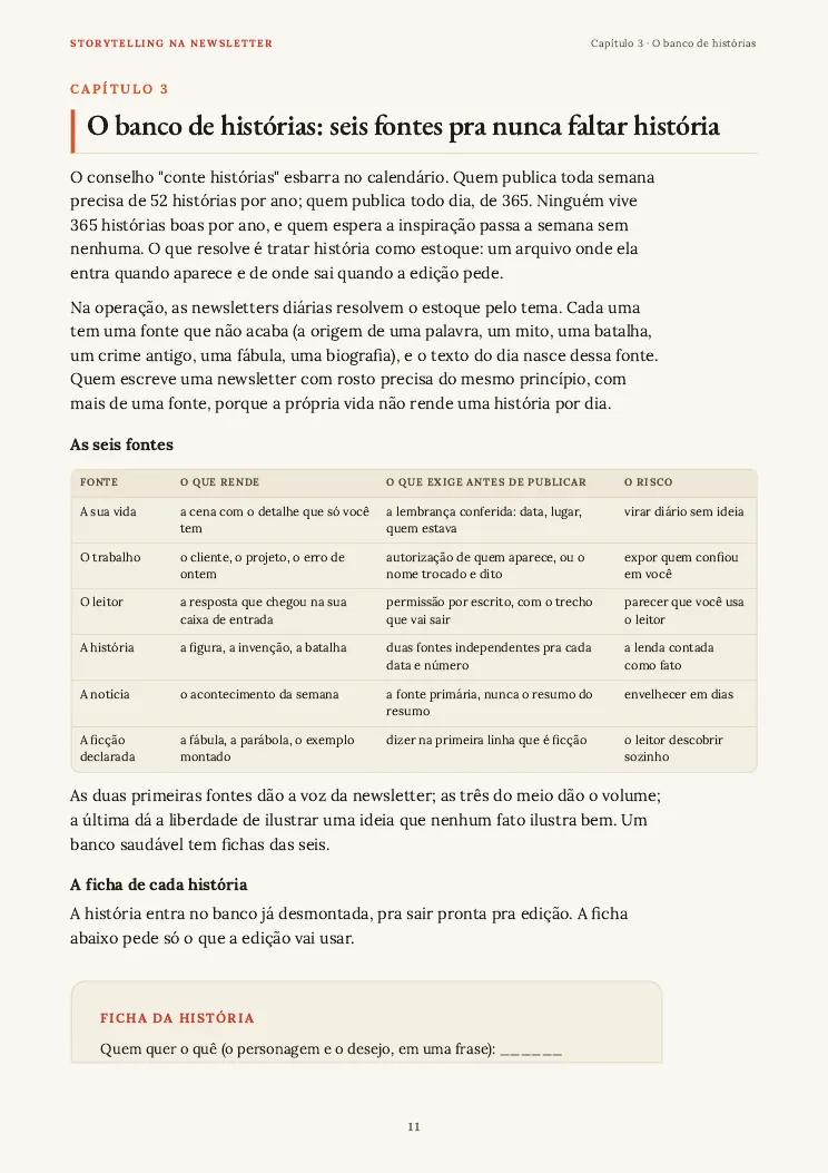 Página 11 do guia Storytelling na newsletter, capítulo 3