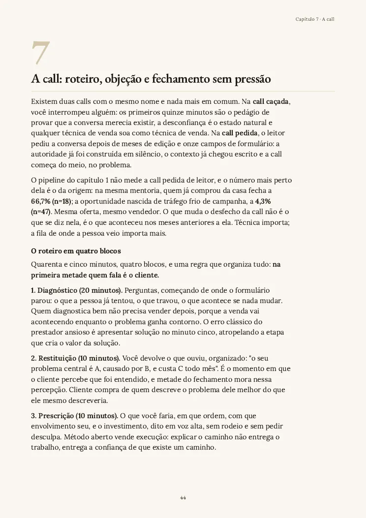 Página 44 do guia Vender serviços, capítulo 7